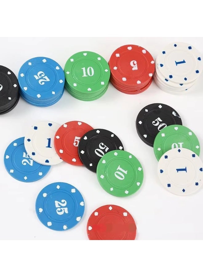 PROFESSIONAL 120Pcs Premium Multicolour Numbered Plastic Counting Poker Chips Set – 5 Values, Durable Game Tokens for Math Activities, Board Games & Family Learning - Image 4